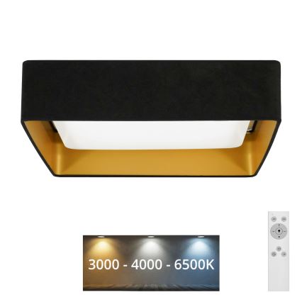 Brilagi - Plafoniera LED dimmerabile VELVET SQUARE LED/24W/230V 3000/4000/6500K + telecomando nero