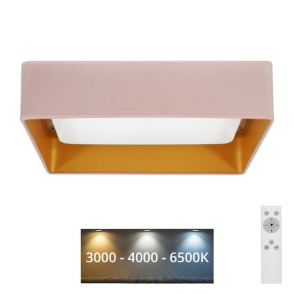 Brilagi - Plafoniera LED dimmerabile VELVET SQUARE LED/24W/230V 3000/4000/6500K + telecomando rosa