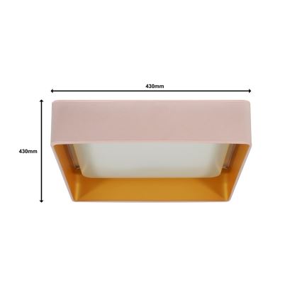 Brilagi - Plafoniera LED dimmerabile VELVET SQUARE LED/24W/230V 3000/4000/6500K + telecomando rosa