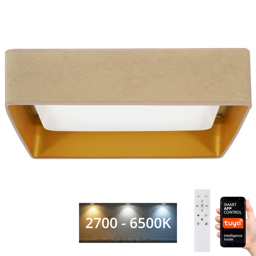 Brilagi - Plafoniera LED dimmerabile VELVET SQUARE SMART LED/36W/230V 2700-6500K Wi-Fi Tuya + telecomando beige