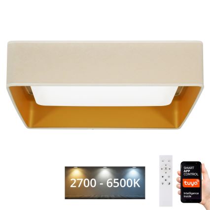 Brilagi - Plafoniera LED dimmerabile VELVET SQUARE SMART LED/36W/230V 2700-6500K Wi-Fi Tuya + telecomando color crema