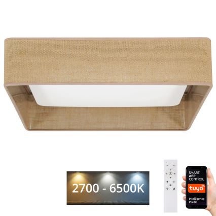 Brilagi - Plafoniera LED dimmerabile VELVET SQUARE SMART LED/36W/230V 2700-6500K Wi-Fi Tuya + telecomando marrone