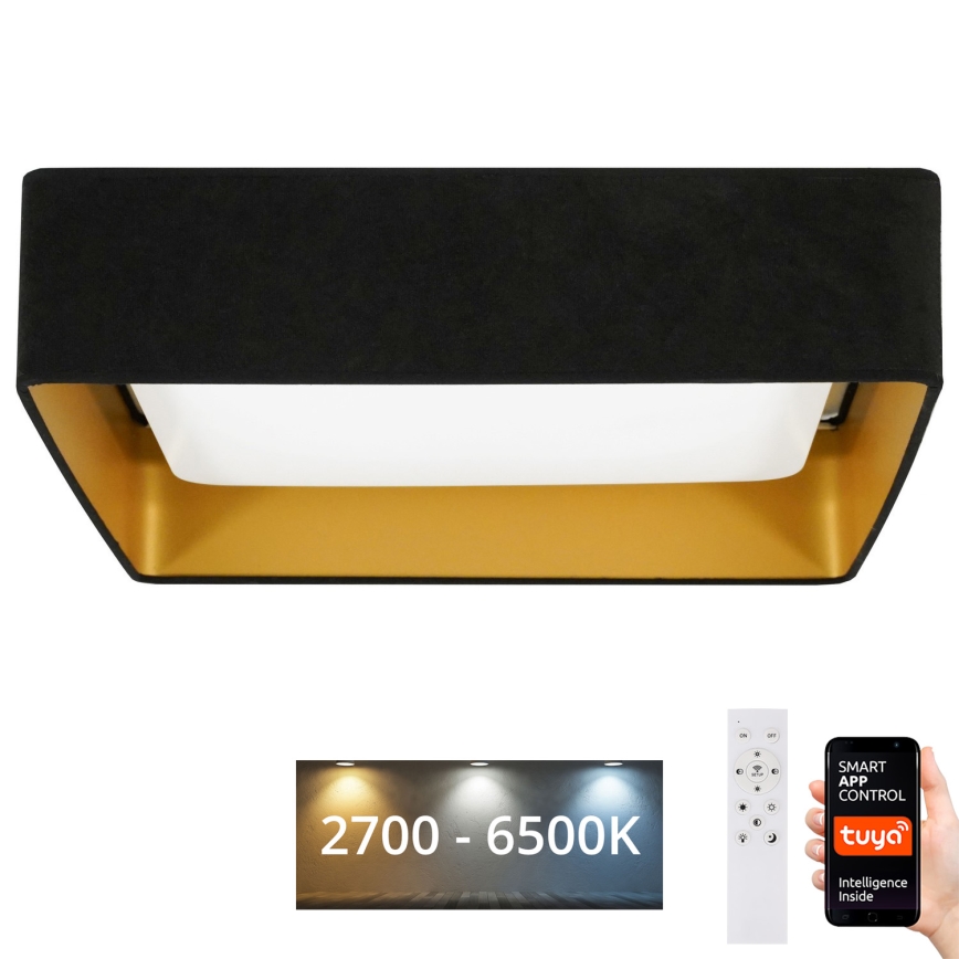 Brilagi - Plafoniera LED dimmerabile VELVET SQUARE SMART LED/36W/230V 2700-6500K Wi-Fi Tuya + telecomando nero