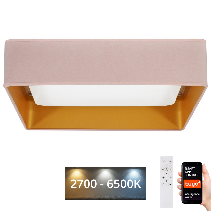 Brilagi - Plafoniera LED dimmerabile VELVET SQUARE SMART LED/36W/230V 2700-6500K Wi-Fi Tuya + telecomando rosa