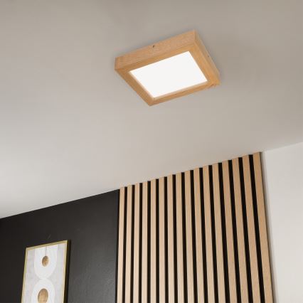 Brilagi - Plafoniera LED dimmerabile da bagno WOODY FRAME LED/24W/230V quercia 30x30 cm 3000-6000K IP44 + telecomando