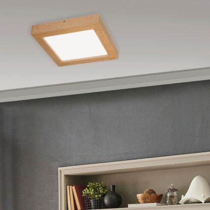 Brilagi - Plafoniera LED dimmerabile da bagno WOODY FRAME LED/24W/230V quercia 30x30 cm 3000-6000K IP44 + telecomando