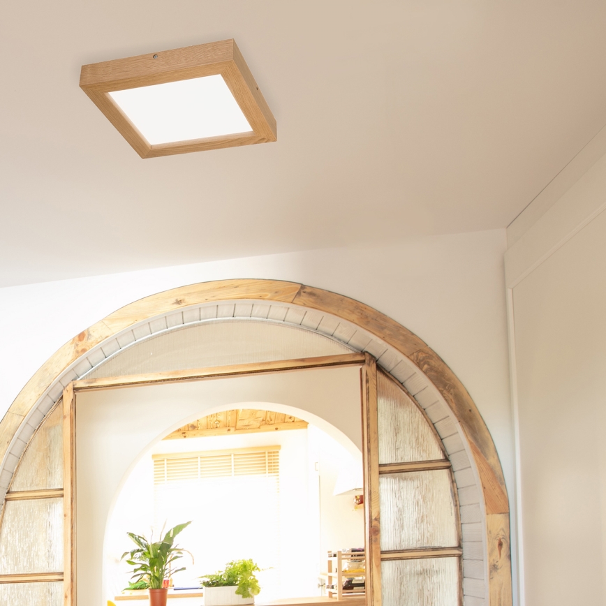 Brilagi - Plafoniera LED dimmerabile da bagno WOODY FRAME LED/24W/230V quercia 30x30 cm 3000-6000K IP44 + telecomando