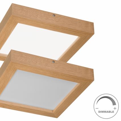 Brilagi - Plafoniera LED dimmerabile da bagno WOODY FRAME LED/24W/230V quercia 30x30 cm 3000-6000K IP44 + telecomando