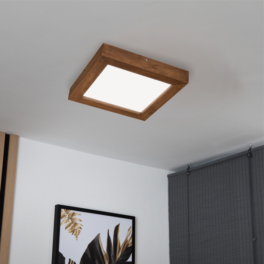 Brilagi - Plafoniera LED dimmerabile da bagno WOODY FRAME LED/24W/230V quercia ciliegio 30x30 cm 3000-6000K IP44 + telecomando