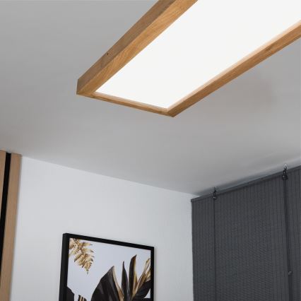 Brilagi - Plafoniera LED dimmerabile da bagno WOODY FRAME LED/50W/230V quercia 120x30 cm 3000-6000K IP44 + telecomando