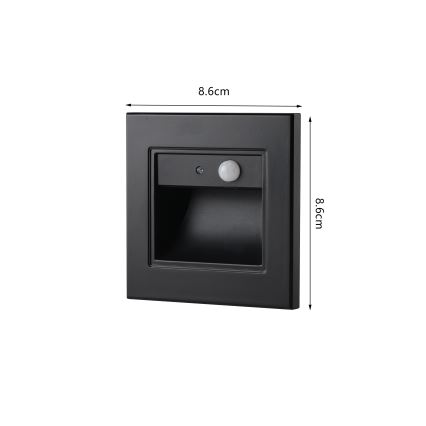 Brilagi - Lampada LED per gradini con sensore STEP LIGHT LED/1,5W/230V IP44 nera
