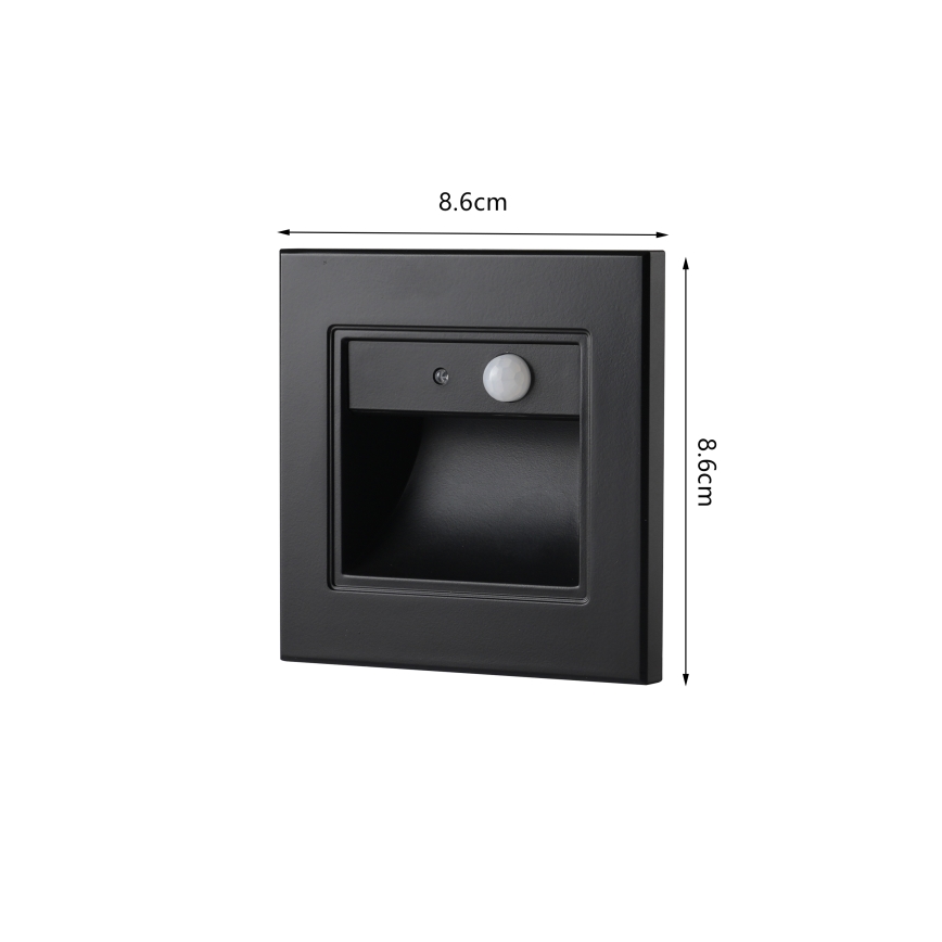 Brilagi - Lampada LED per gradini con sensore STEP LIGHT LED/1,5W/230V IP44 nera