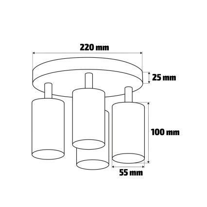 Brilagi - Luce Spot da bagno SELE AQUA 4xGU10/30W/230V IP44 nero