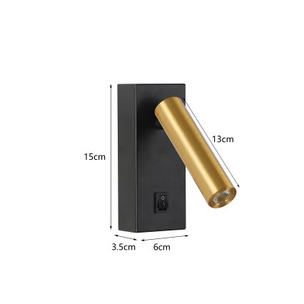 Brilagi - Luce Spot da parete a LED MAYA LED/3W/230V 4000K nero/oro