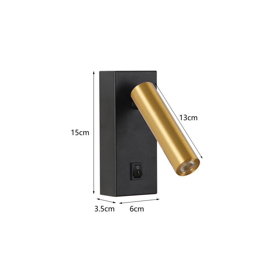 Brilagi - Luce Spot da parete a LED MAYA LED/3W/230V 4000K nero/oro