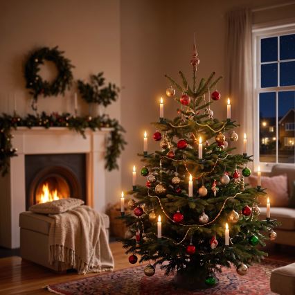 BRILAGI - Luci LED per albero di Natale 10xLED/10xAAA bianche + telecomando