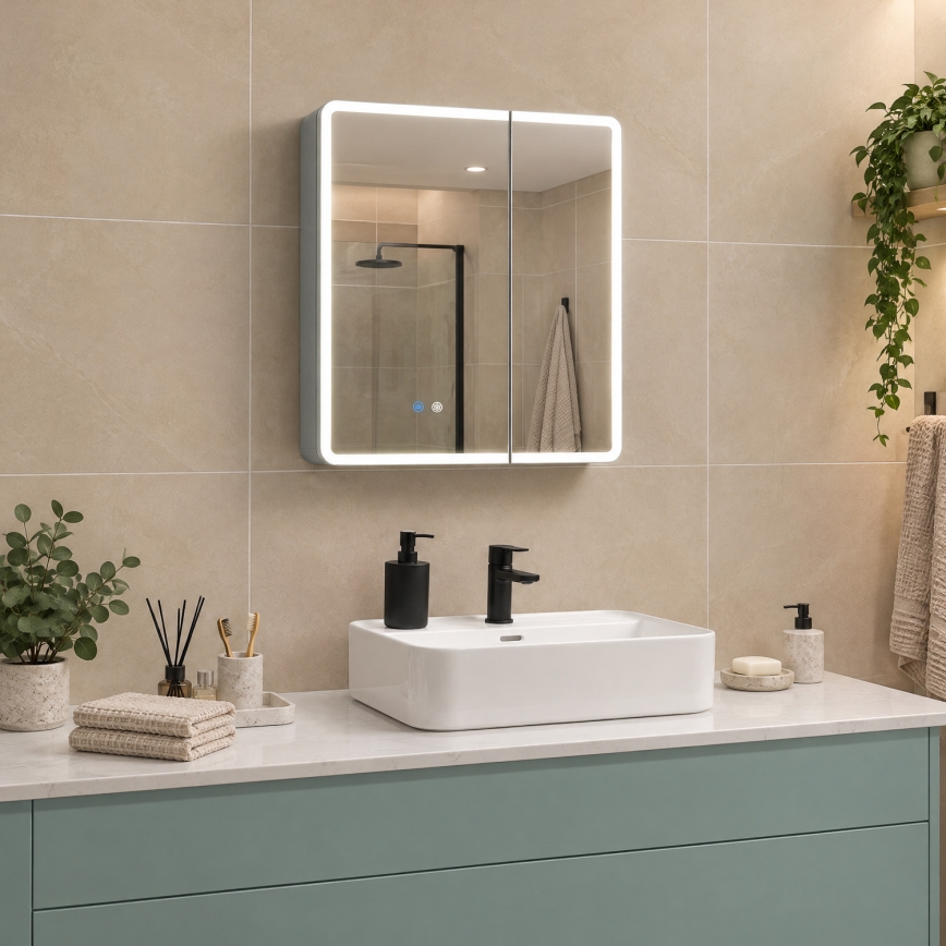 BRILAGI - Mobile da bagno a specchio con retroilluminazione LED NOTO DOUBLE 60x65 cm