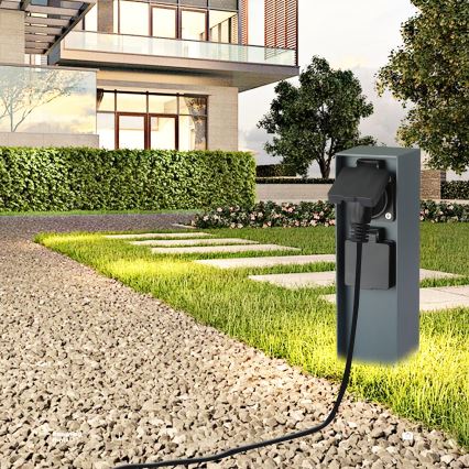 Brilagi - Multipresa verticale da esterno PILLAR 2Z 230V IP44 antracite