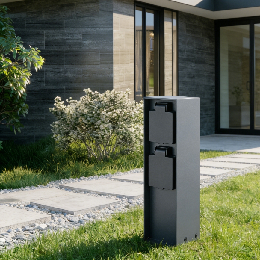 BRILAGI - Multipresa verticale da esterno PILLAR 2Z 230V IP44 antracite