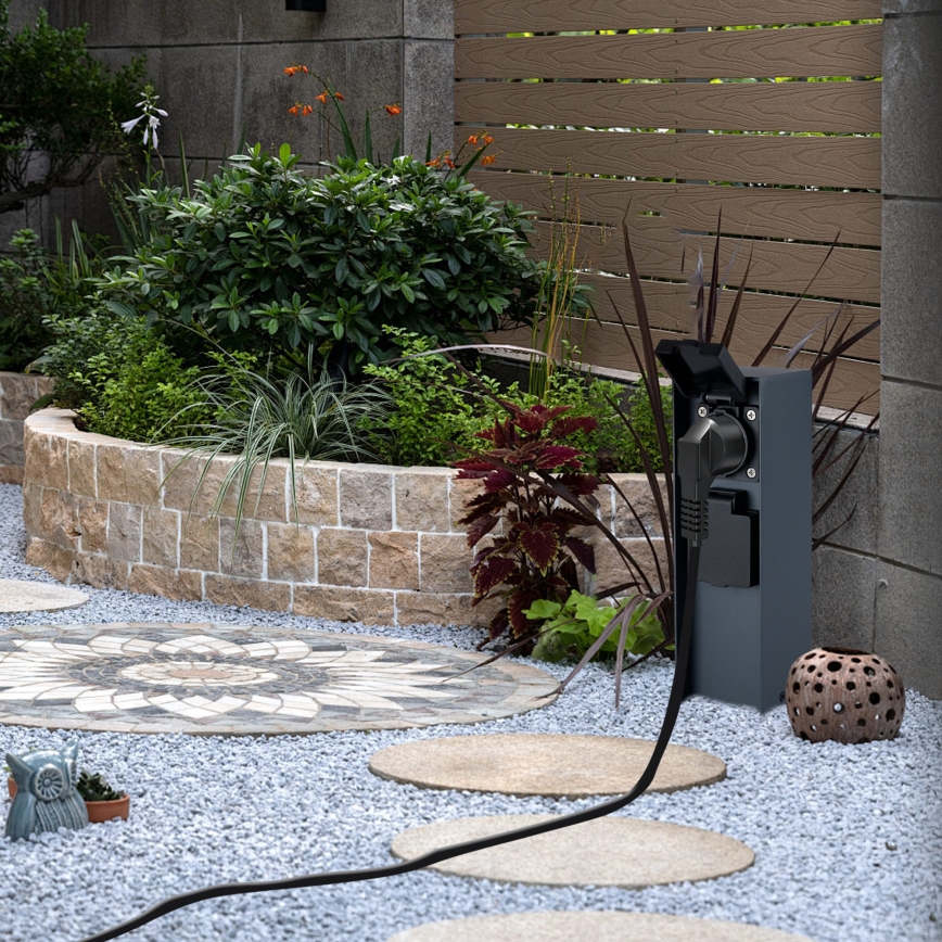 BRILAGI - Multipresa verticale da esterno PILLAR 2Z 230V IP44 antracite
