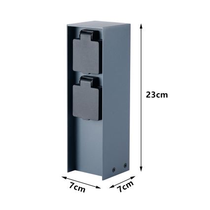 BRILAGI - Multipresa verticale da esterno PILLAR 2Z 230V IP44 antracite