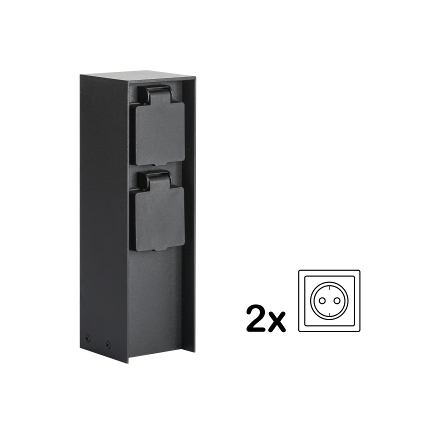 Brilagi - Multipresa verticale da esterno PILLAR 2Z 230V IP44 nero