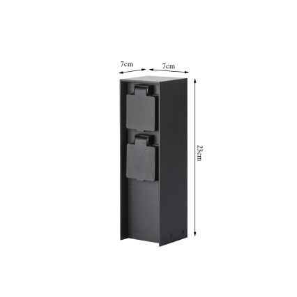 Brilagi - Multipresa verticale da esterno PILLAR 2Z 230V IP44 nero