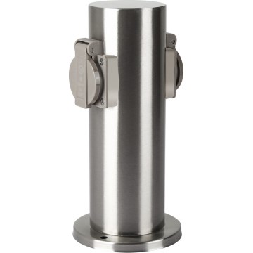 Brilagi - Multipresa verticale da esterno PILLAR 2Z SCHUKO 230V IP44 cromo opaco