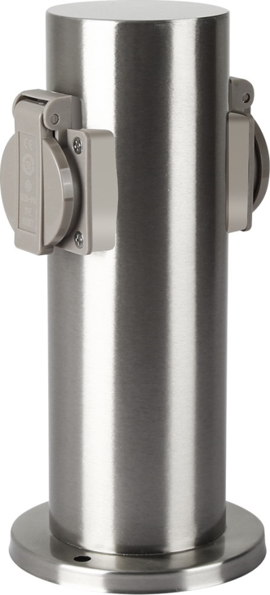 Brilagi - Multipresa verticale da esterno PILLAR 2Z SCHUKO 230V IP44 cromo opaco