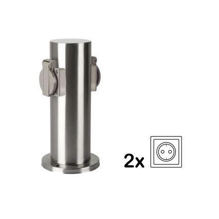Brilagi - Multipresa verticale da esterno PILLAR 2Z SCHUKO 230V IP44 cromo opaco