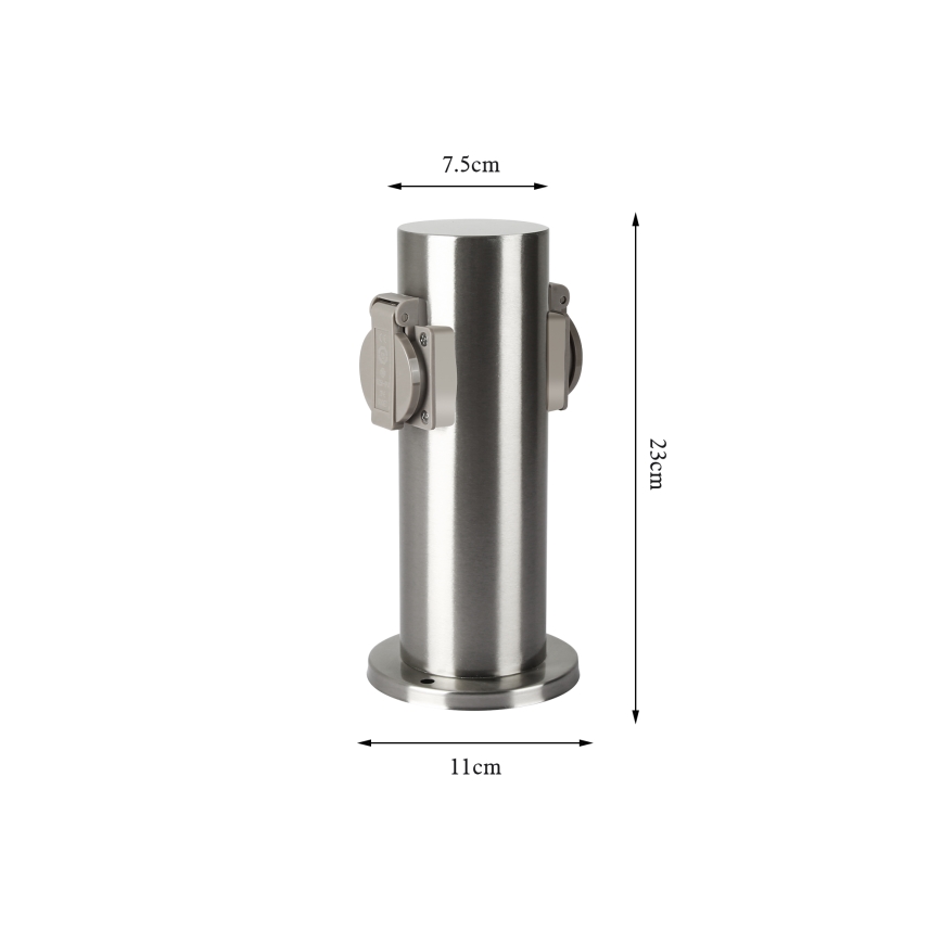 Brilagi - Multipresa verticale da esterno PILLAR 2Z SCHUKO 230V IP44 cromo opaco