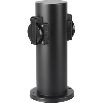Brilagi - Multipresa verticale da esterno PILLAR 2Z SCHUKO 230V IP44 nero