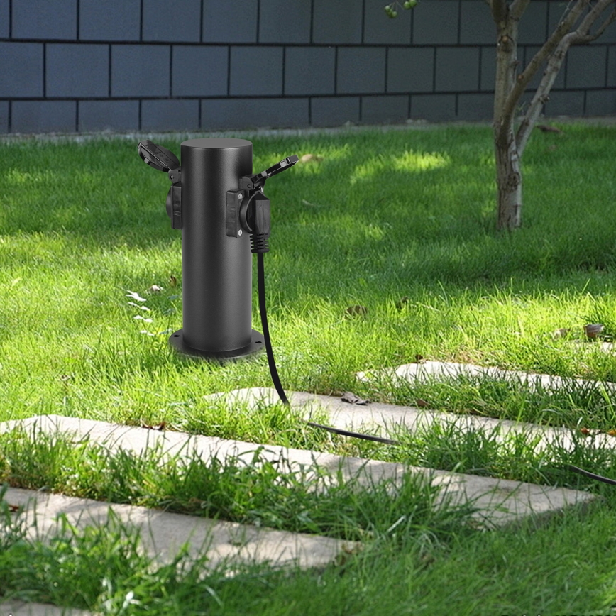 Brilagi - Multipresa verticale da esterno PILLAR 2Z SCHUKO 230V IP44 nero