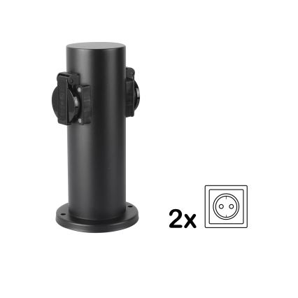 Brilagi - Multipresa verticale da esterno PILLAR 2Z SCHUKO 230V IP44 nero