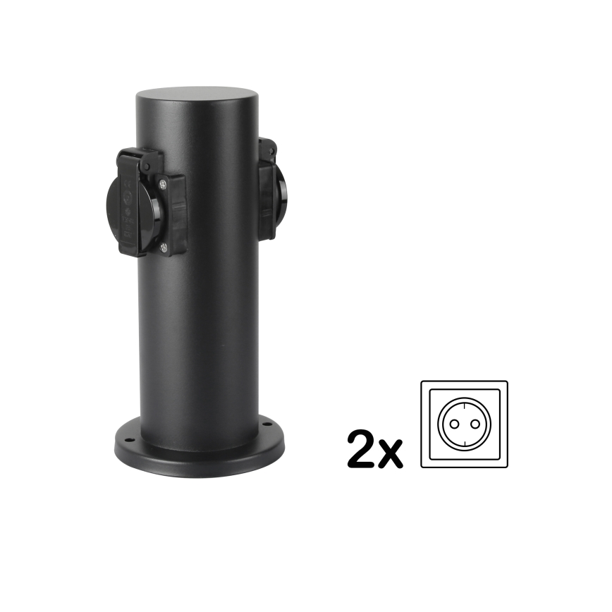 Brilagi - Multipresa verticale da esterno PILLAR 2Z SCHUKO 230V IP44 nero