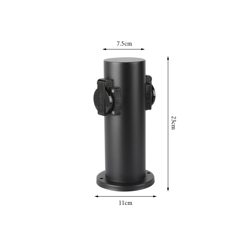 Brilagi - Multipresa verticale da esterno PILLAR 2Z SCHUKO 230V IP44 nero