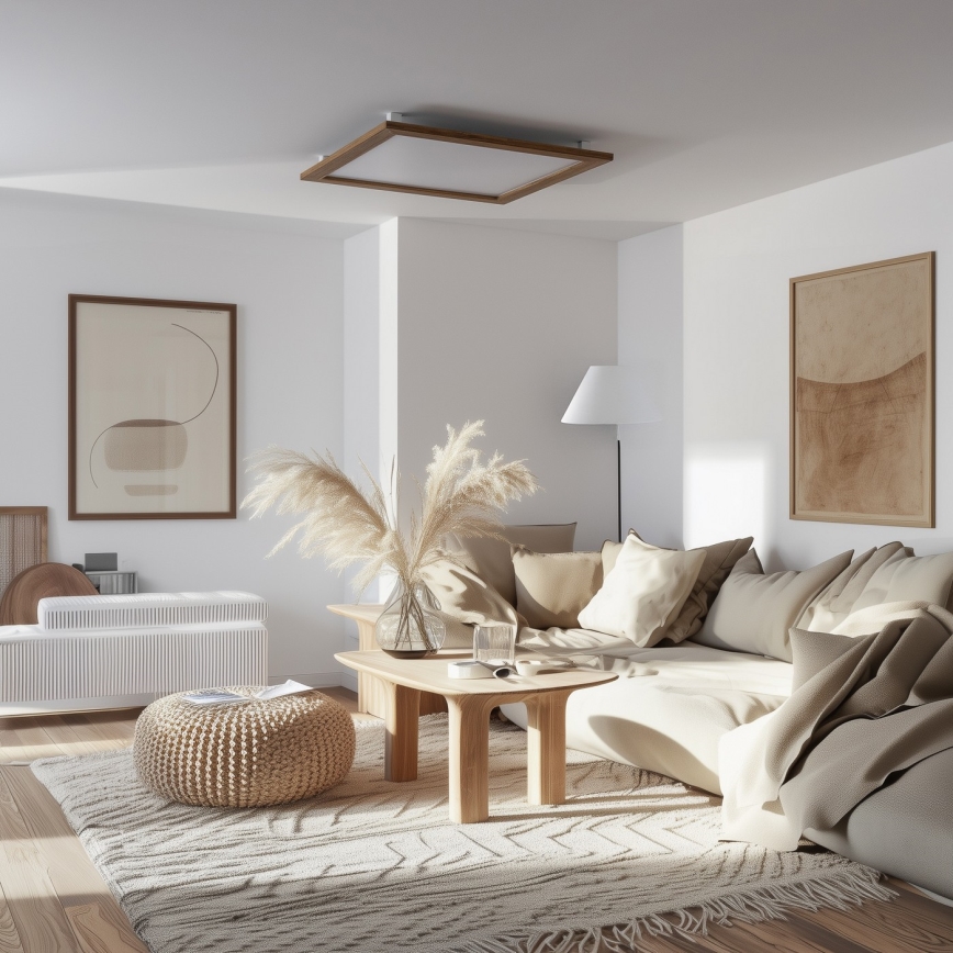 Brilagi - Plafoniera LED dimmerabile SLIMFRAME WOOD LED/58W/230V 64x64 cm 3000-6000K marrone + telecomando