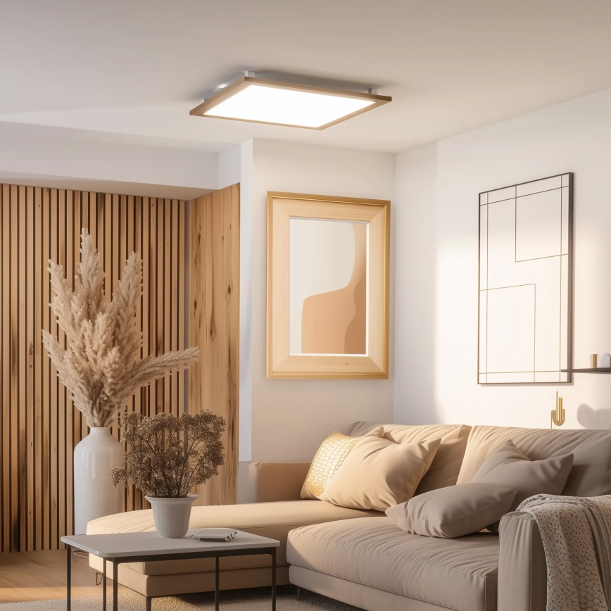 Brilagi - Plafoniera LED dimmerabile SLIMFRAME WOOD LED/58W/230V 64x64 cm 3000-6000K marrone + telecomando