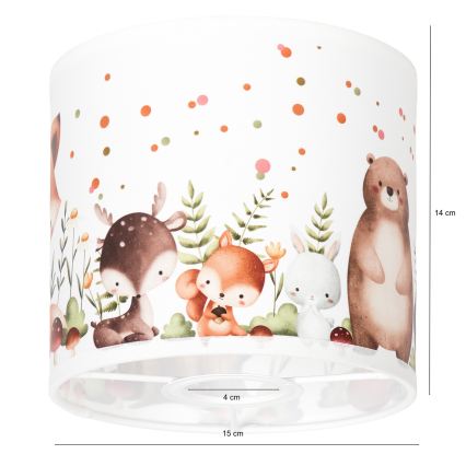 BRILAGI - Paralume universale BOBO E27, diametro 15 cm, bianco con decorazioni a tema animali