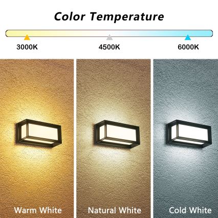 Brilagi - Applique da esterno LED PARKER LED/12W/230V 3000/4500/6000K nero IP44