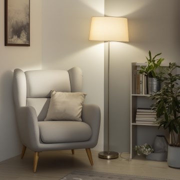 Brilagi - Piantana LED CERIA 1xE27/40W/230V Ø 45 cm beige/cromo opaco