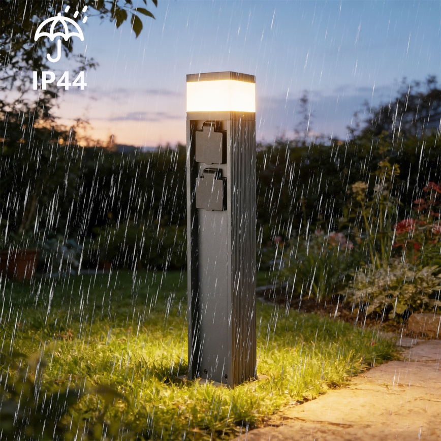Brilagi - Lampada da esterno con 2 prese SCHUKO PILLAR 1xG9/11W/230V IP44 antracite