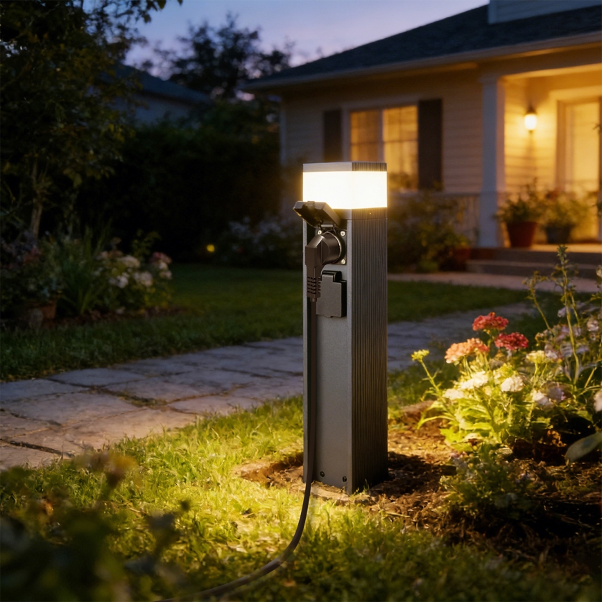 Brilagi - Lampada da esterno con 2 prese SCHUKO PILLAR 1xG9/11W/230V IP44 antracite