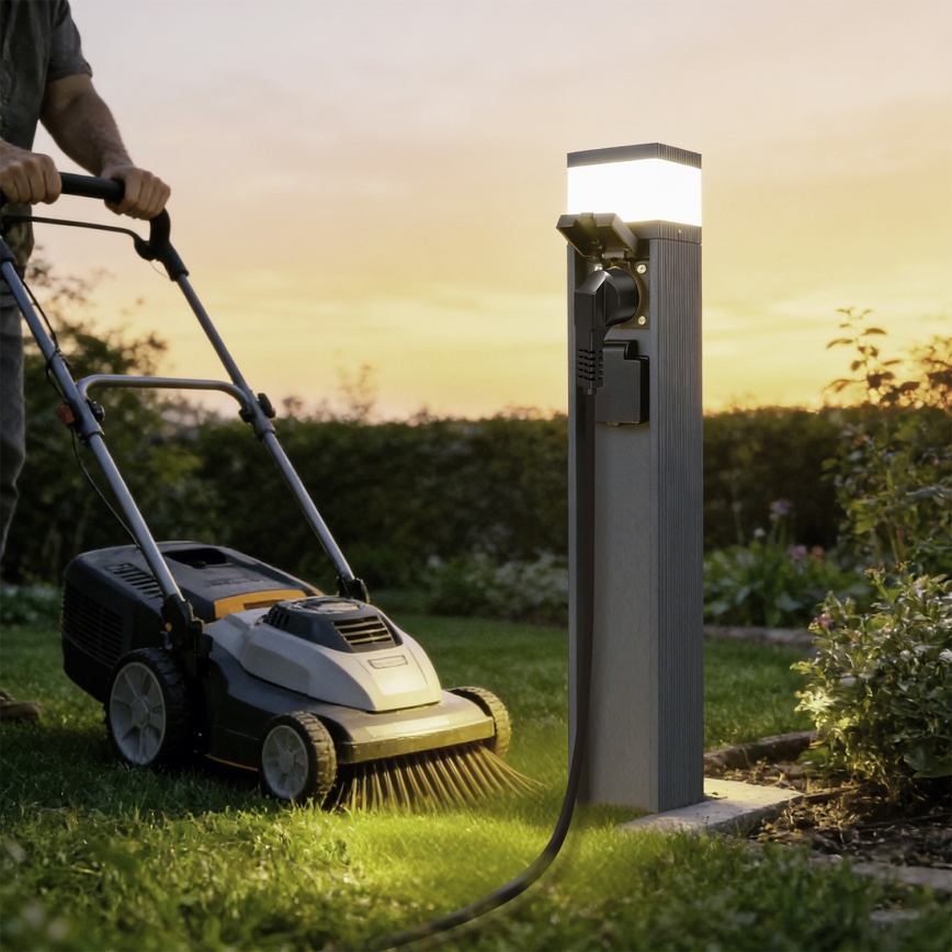 Brilagi - Lampada da esterno con 2 prese SCHUKO PILLAR 1xG9/11W/230V IP44 antracite