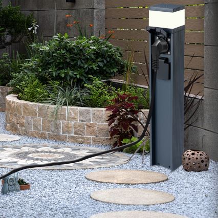 Brilagi - Lampada da esterno con 2 prese SCHUKO PILLAR 1xG9/11W/230V IP44 antracite