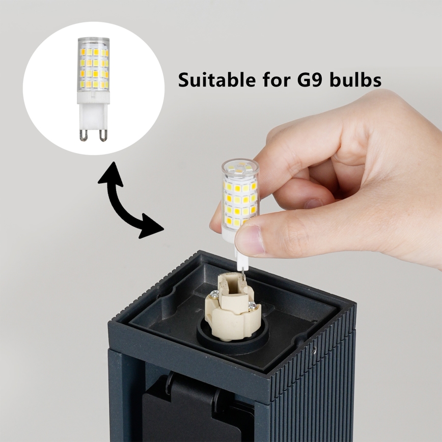 Brilagi - Lampada da esterno con 2 prese SCHUKO PILLAR 1xG9/11W/230V IP44 antracite