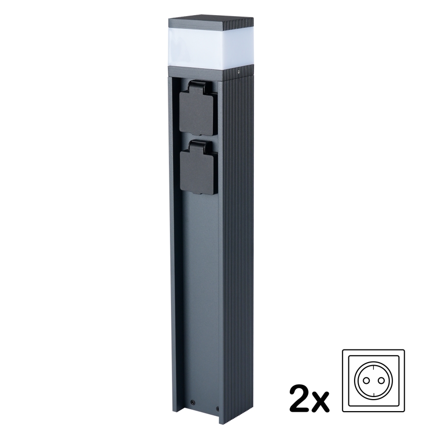 Brilagi - Lampada da esterno con 2 prese SCHUKO PILLAR 1xG9/11W/230V IP44 antracite