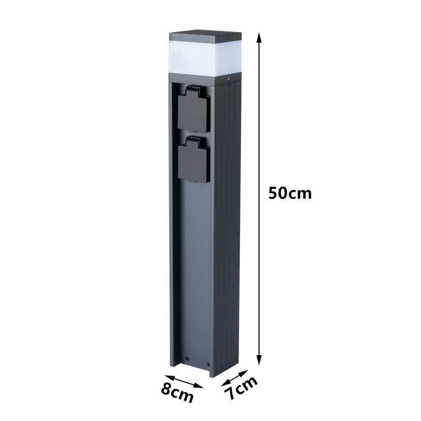 Brilagi - Lampada da esterno con 2 prese SCHUKO PILLAR 1xG9/11W/230V IP44 antracite