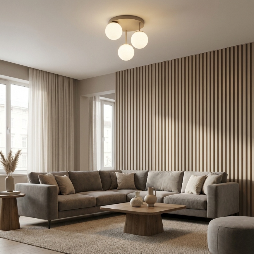 Brilagi - Plafoniera 3xE27/60W/230V beige/oro