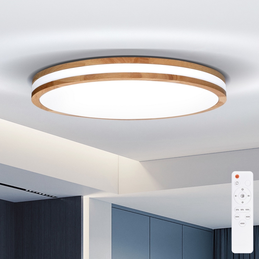 Brilagi - Plafoniera a LED dimmerabile MOLINA LED/60W/230V 3000-6500K rovere Ø 58 cm + telecomando